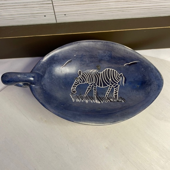 Other - Small Decorative Blue Leaf Shaped Tray from Costa Rica